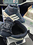 Зимові чоловічі кросівки Adidas Originals Retropy E5 з хутром теплі осінь-зима синій. Живе фото. Високі чоловічі черевики, фото 2