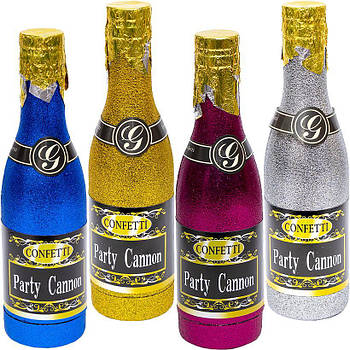 Хлоповка з кольоровим серпантином у вигляді пляшки Шампанського 34 см 6106-34 в упаковці 1 шт