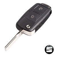 Корпус выкидного ключа 2 кнопки с жалом VW/Skoda/Seat (Логотип Seat Black Силикон)