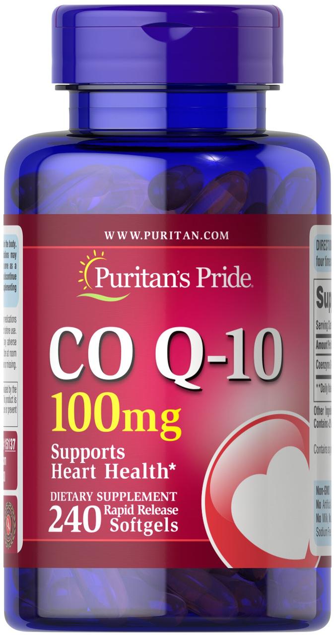 Коензим Q10, CO Q-10, Puritan's Pride, 100 мг, 240 гелевих капсул швидкого вивільнення