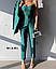 Брючний костюм трійка Піджак+Штани+Топ із костюмної тканини Голубий, фото 3
