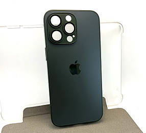 Чохол на iPhone 15 Pro Max AG Glass Matte TPU+glass із захистом камери накладка бампер зелений dark green