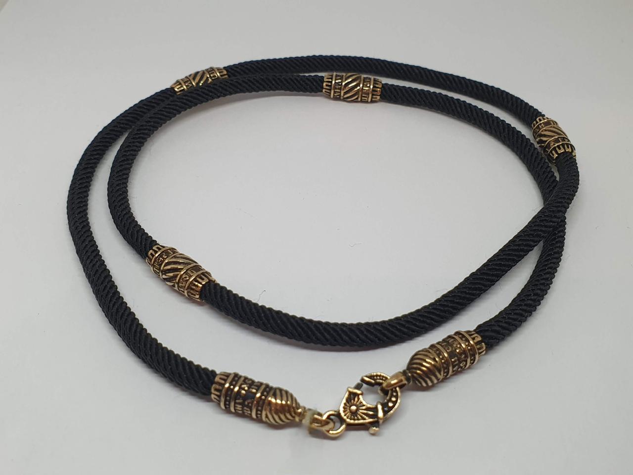 Ювелірний шовковий шнурок з золотими вставками. Ш0033-4В/Д4ШН 60