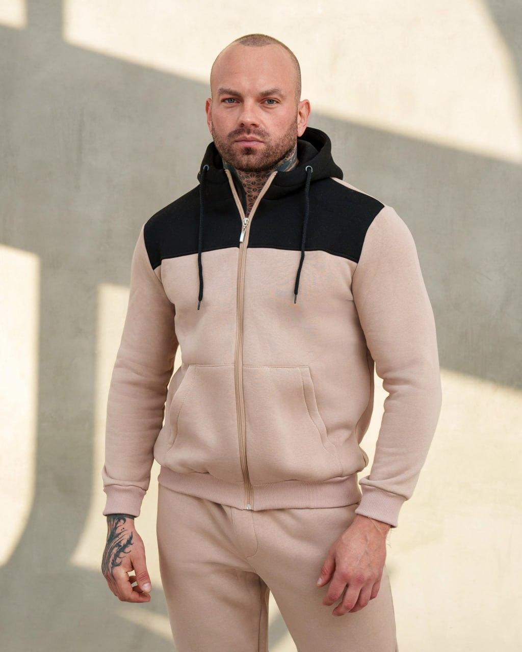 Чоловічий спортивний костюм зимовий теплий худі та штани, чоловічі спортивні костюми стильні модні на флісі