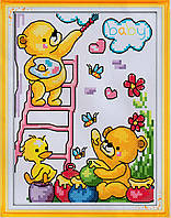 Набір для вишивання за нанесеною на канву схемою "Happy painting". AIDA 14CT printed, 16*20 см