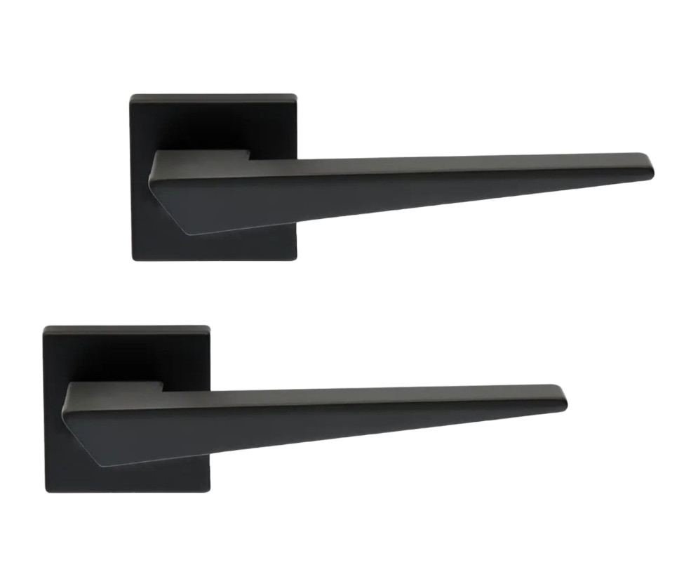 Дверні ручки Ilavio 2376 чорний матовий для вхідних/міжкімнатних дверей, фото 1