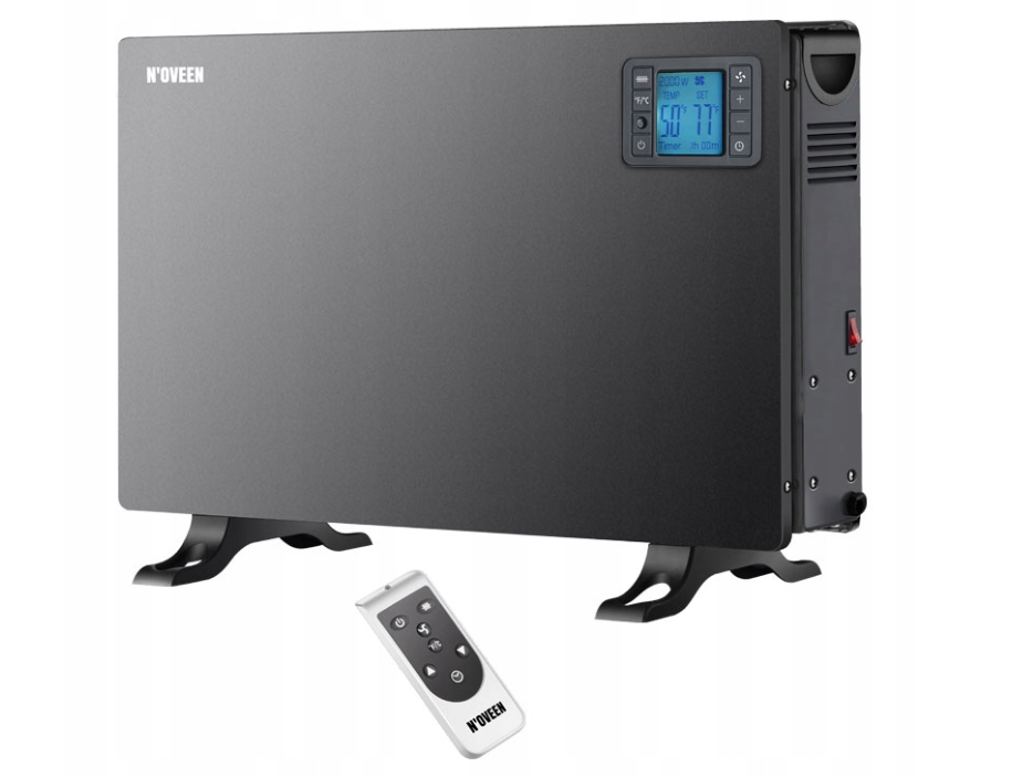 Енергозберігаючий електричний конвекторний обігрівач N'oveen CH7100 LCD SMART Black 2000 Вт з РК-дисплеєм