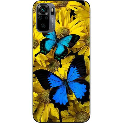 Силіконовий чохол Case для Xiaomi Redmi Note 10 з картинкою Сині метелики, фото 1