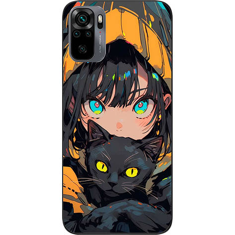 Силіконовий чохол Case для Xiaomi Redmi Note 10 з картинкою Аніме Дівчинка з котом, фото 1