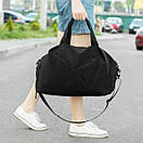 Жіноча дорожня спортивна сумка з відділення під взуття Vast на 27 літрів чорна з матеріалу Soft Shell, фото 4