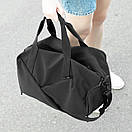 Жіноча дорожня спортивна сумка з відділення під взуття Vast на 27 літрів чорна з матеріалу Soft Shell, фото 7