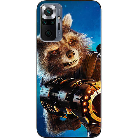 Силіконовий чохол Case для Xiaomi Redmi Note 10 Pro з картинкою Реактивний Єнот, фото 1