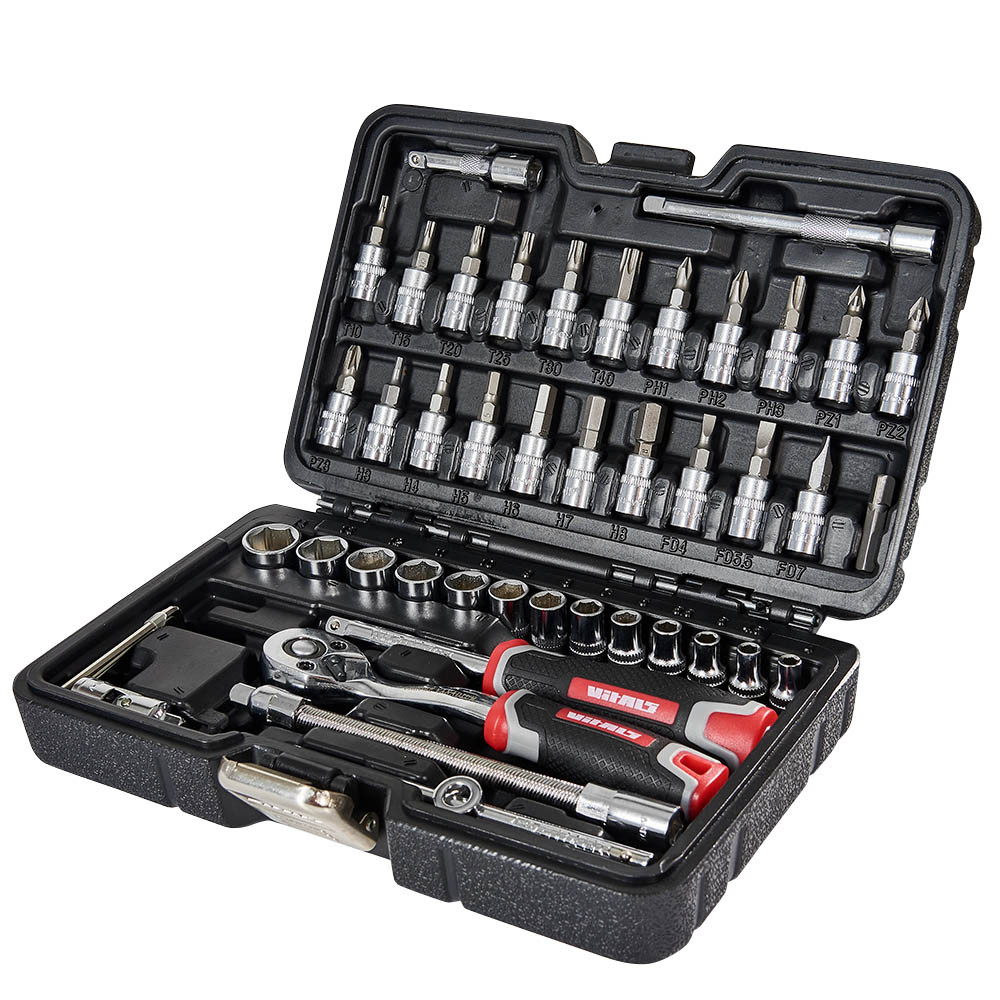 Набір головок торцевих із тріскачкою 1/4" Vitals Master 46 предметів, фото 1