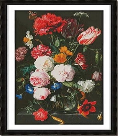 Набір для вишивання за нанесеною на канву схемою "The peony vase (5)".AIDA 14CT printed 81*132 см