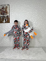 Детская пижама двойка цвет серый принт лисичка р.110/116 446905