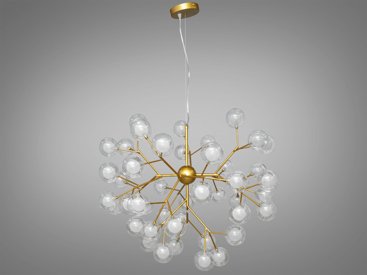 Люстра-підвіс металева золота на тросах Світлячок 45 ламп G4 75х110 см