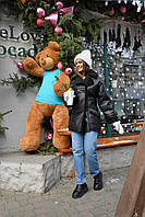 Подовжена жіноча дублянка з поясом в комплекті