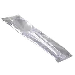 Ложка одноразова, 100 шт., пластик, прозора, в індивідуальному пакованні, 16 см