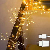 Гірлянда "Роса Феєрверк", 5м, 200 LED, від USB та мережі 220В, 8 режимів, IP44