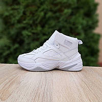 Женские зимние кроссовки Nike M2K Tekno (белые с серым) высокие стильные кроссовки 4091 Найк