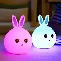 Дитячий світильник нічник Зайчик LED Rabbit Soft Touch силіконовий із вбудованим акумулятором