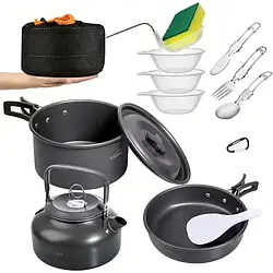 Набір туристичного посуду для кемпінгу на 6 персон Halin MA-72 з чохлом.