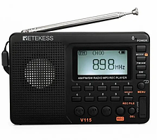 Радіоприймач RETEKESS V-115  /FM/ AM/ SW / microSD / акумулятор/