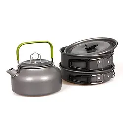 Туристичний набір посуду для кемпінгу алюмінієвий Halin MA-74 із туристичним чохлом