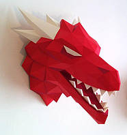 Набір паперкрафт для створення 3Д фігури оригамі конструктор із картону паперу Papercraft Голова Дракона
