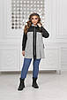 Стильна туніка - кардиган з ангори на блискавкі Аніка світло-сіра з графітом (52-74), фото 2
