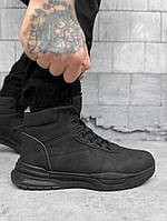 Тактические городские ботинки Stand black на меху черные Мужские зимние ботинки пресскожа черные