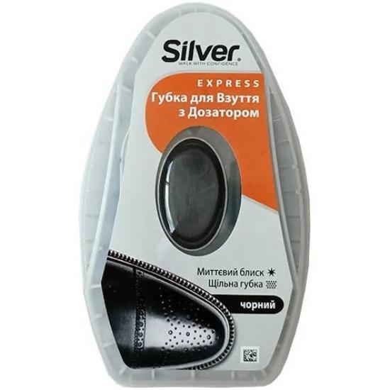 Губка+дозатор 6 мл, губка блиск для взуття Silver premium, на основі силікону,
чорна
