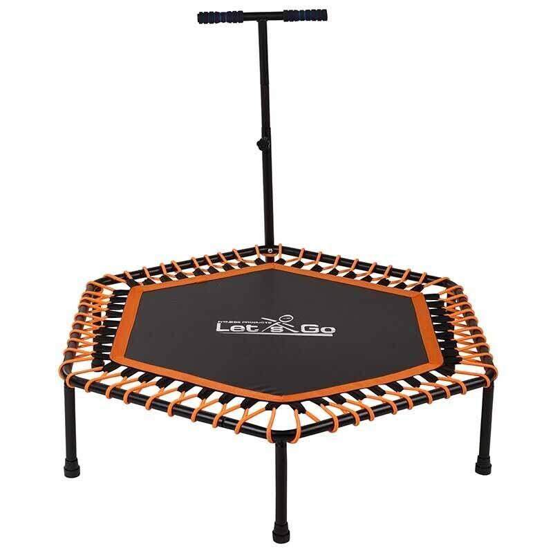 Фітнес-батут з ручкою Let'sGo 50" 127 см для джампінг стрибків, чорний/оранжевий