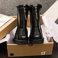 Женские угги кожа черные средние змейка Ugg Australia