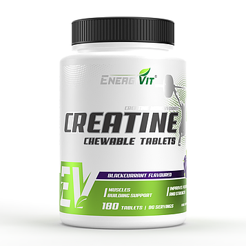 Креатин EnergiVit Creatine Monohydrate Chewable Tablets 180 таблеток Чорна смородина