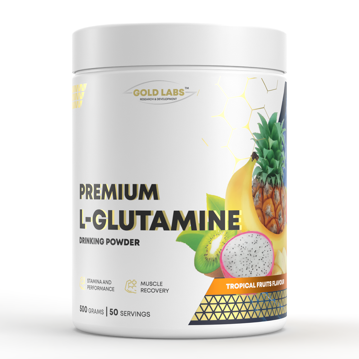 Амінокислоти Gold Labs L-Glutamine 500 g Тропічні фрукти