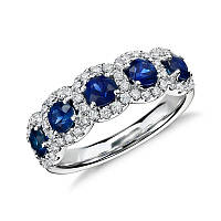 Кольцо женское с синими цирконами код 2307