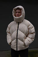 Короткая зимняя куртка оверсайз с капюшоном