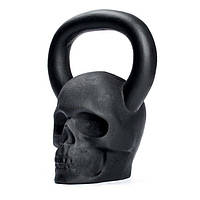 Гиря з черепом чорна 15 кг спортивна чавунна для кросфіту Skull
