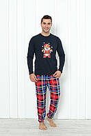 Чоловіча піжама зі штанами - новорічний ведмідь -парні піжами для всієї родини