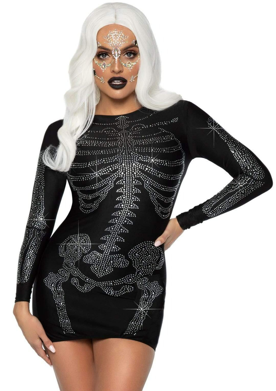 Сукня міні скелета зі стразами M Leg Avenue Skeleton Rhinestone, чорна