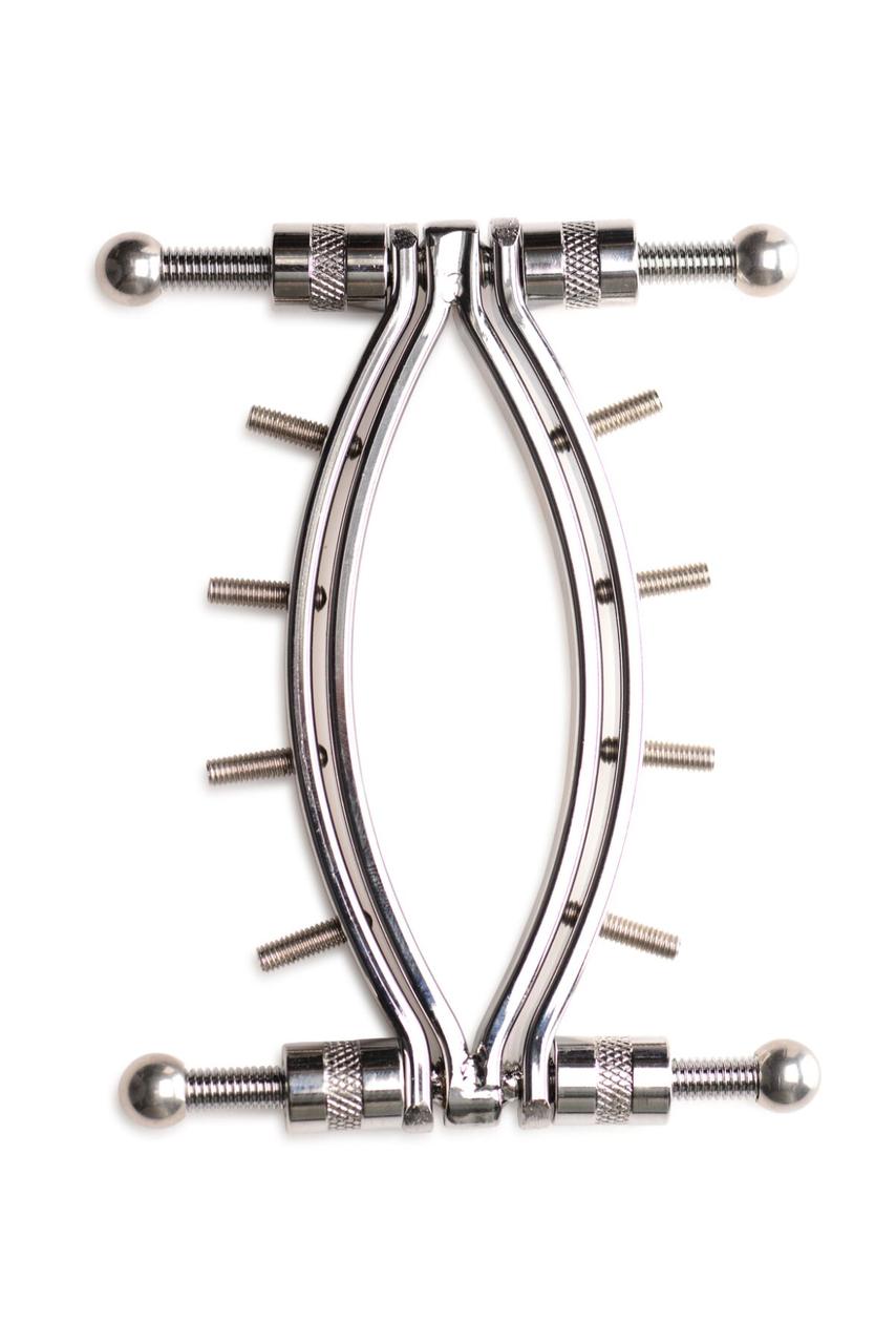 Затискач для статевих губ Master Series Spread'Em Poker Vagina Clamp with Adjustable Pressure Screws, фото 1