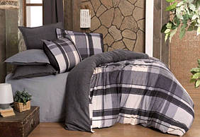 Тепла сімейна постільна білизна з фланелі байкова преміум якість Sarev "Markis V1 Gri" сірого кольору