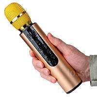 Караоке микрофон Losso M6 Premium Duet золотой со стерео звуком
