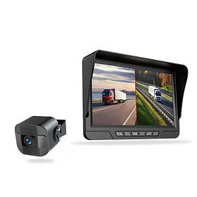 Монітор-відеореєстратор EM-704HD з вбудованою фронтальною камерою + камера заднього виду для авто