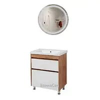 Комплект мебели в ванную бело-коричневый 60 см шириной Юввис Венера 41108-42362