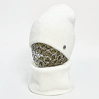 Комплект женский зимний ангора с шерстью (шапка+шарф-снуд) ODYSSEY 56-58 см белый 12127 - 12483