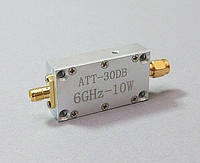 Аттенюатор ATT-30 DB-10W, в диапазоне от 0.01 до 6 ГГц, SMA-male/SMA-female