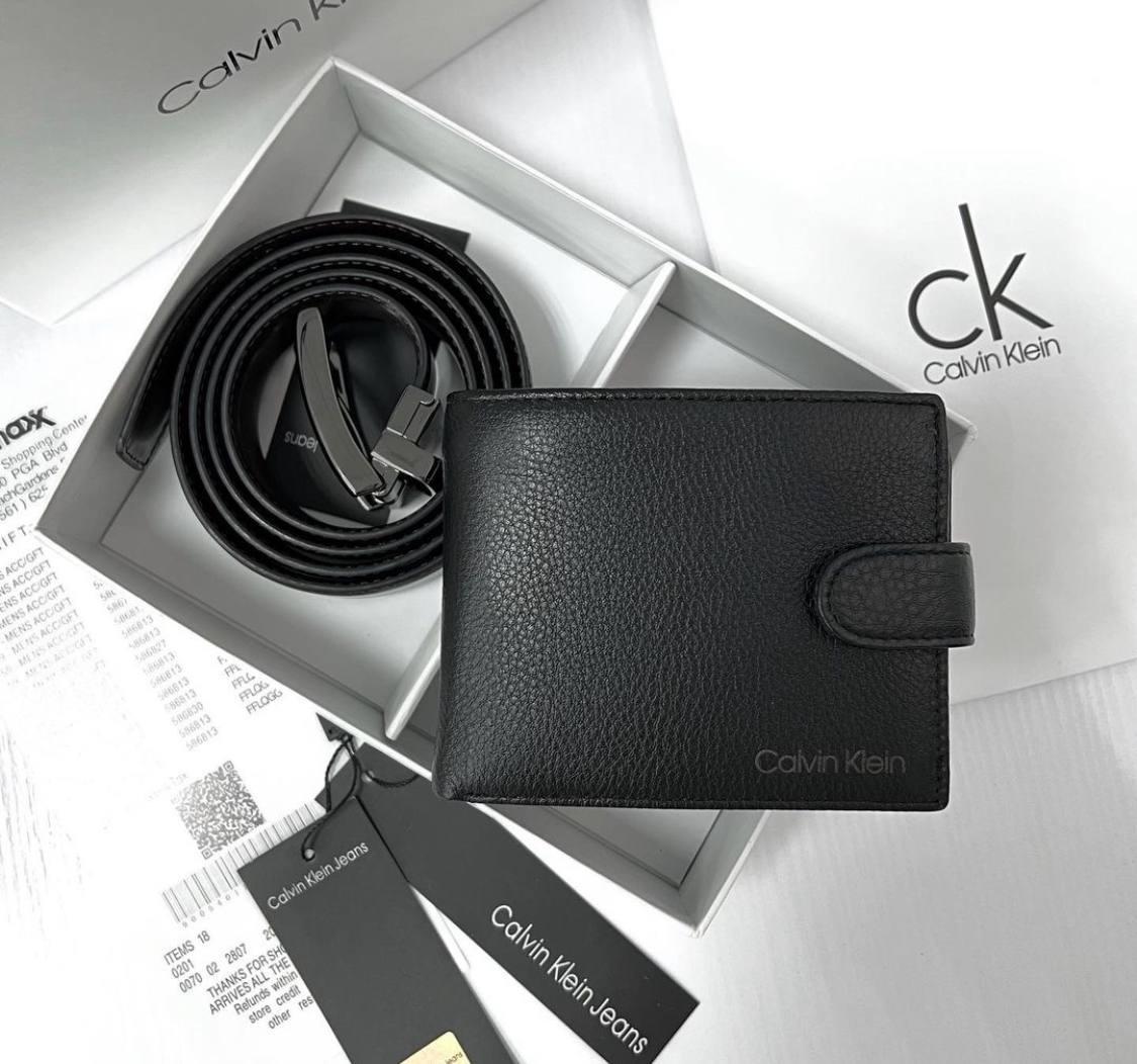 Чоловічий подарунковий набір ремінь і портмоне Calvin Klein