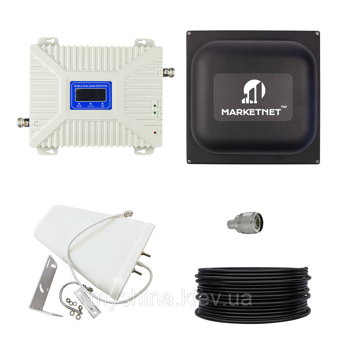 Комплект GSM Репітер 900/1800/2100 МГц підсилювач мобільного зв'язку з покриттям 150 м2, фото 1